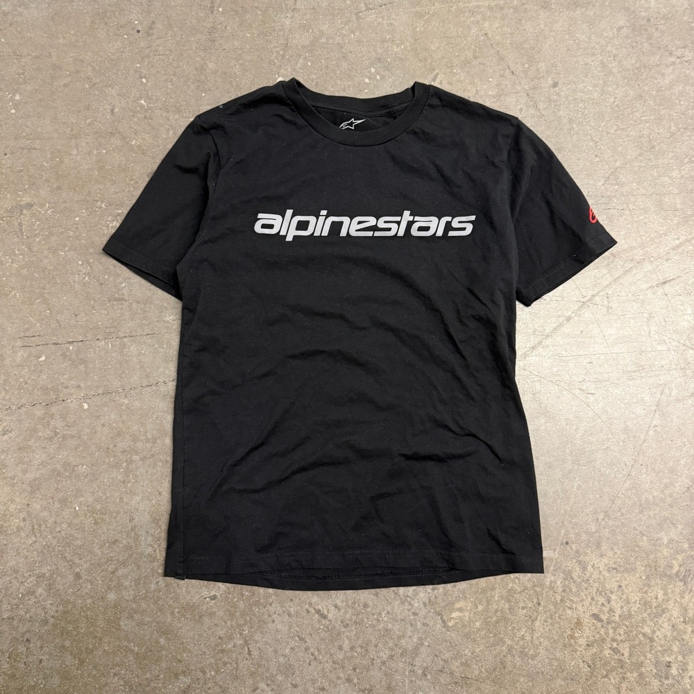 Alpinestars Mens Black Graphic Logo T-Shirt Short Sleeve Size M Black Silver Red